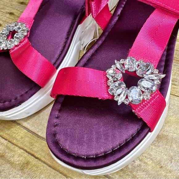 NWT H&M Fuchsia and Plum Strappy Rhinestone Charm Sandals - Picture 3 of 5